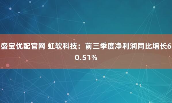 盛宝优配官网 虹软科技：前三季度净利润同比增长60.51%